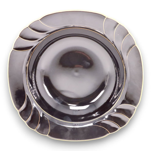 Ranmaru Wave Golden Black Round Serving Bowl 10 3/4" Japan Vintage