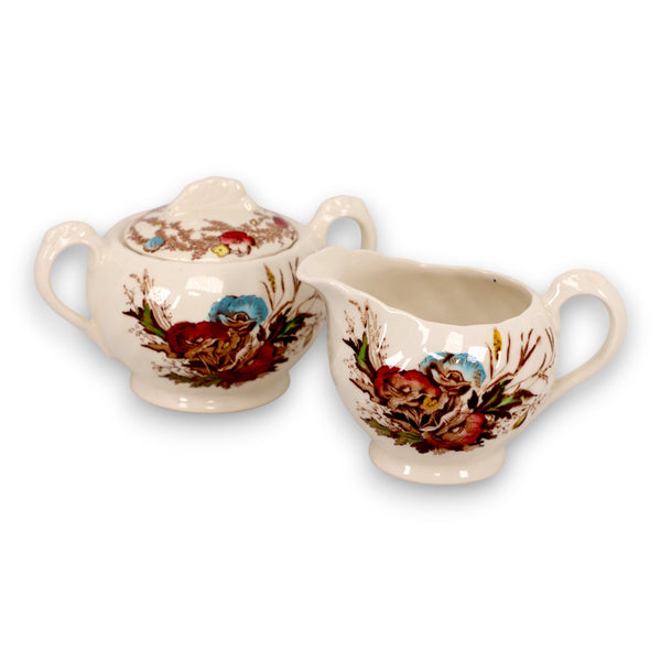 A.J. Wilkinson Clarice Cliff Royal Staffordshire Royal Harvest Cream and Sugar