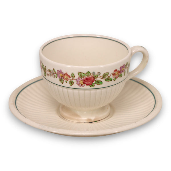 Wedgwood Belmar Edme Floral Tea Cup and Saucer England Vintage 1930's