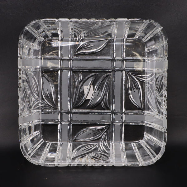 Violetta Polish Crystal Square Salad Bowl 9 1/4" Poland Vintage