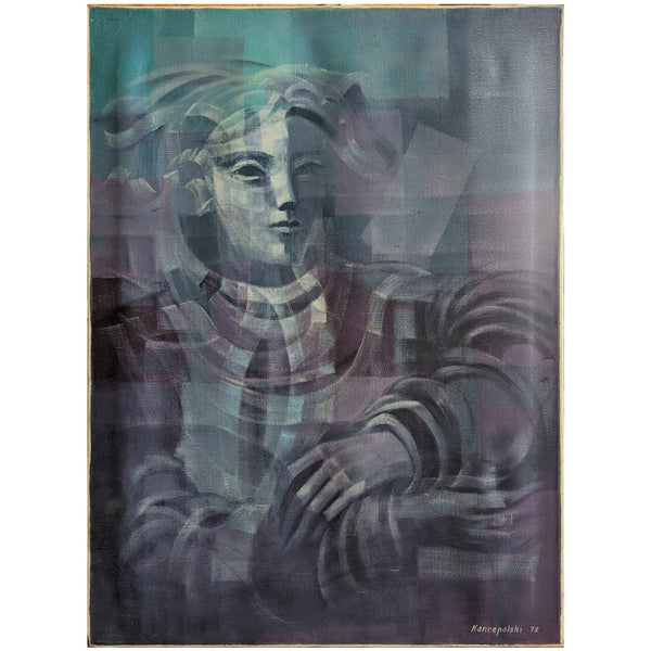 Juan Kancepolski Space Time 32x25 Oil on Canvas Original Argentina Painting 1978