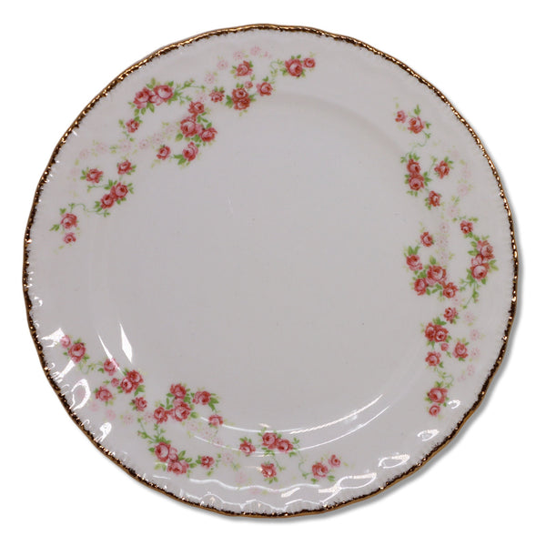 Pope Gosser Florence Bread Plate 6 1/8" Roses Gold Scalloped USA Vintage 1940's