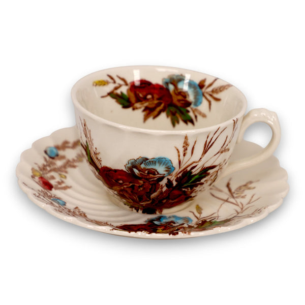 A.J. Wilkinson Clarice Cliff Royal Staffordshire Royal Harvest Tea Cup Saucer