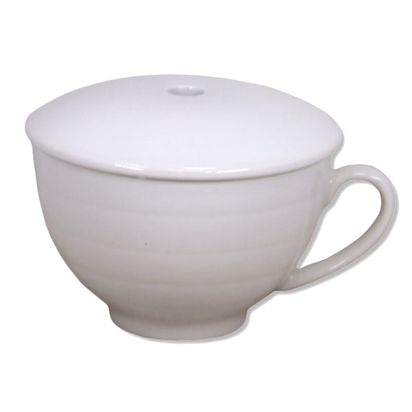 Tea Forte Bone White Porcelain Cafe Tea Cup with Holed Lid teaforte.com
