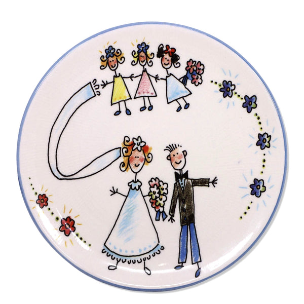 Spose Italian Wedding Bridal Couple Toasting Plate 8" Designed by Brummell Italy