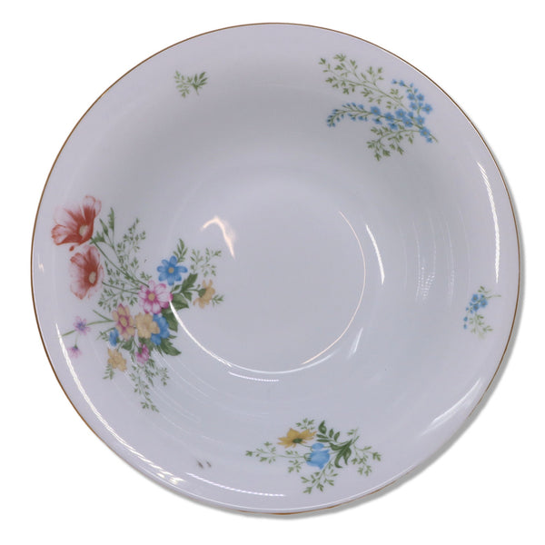 Liling Blooming Round Vegetable Bowl 9 1/8" Floral Gold Trim Japan Vintage