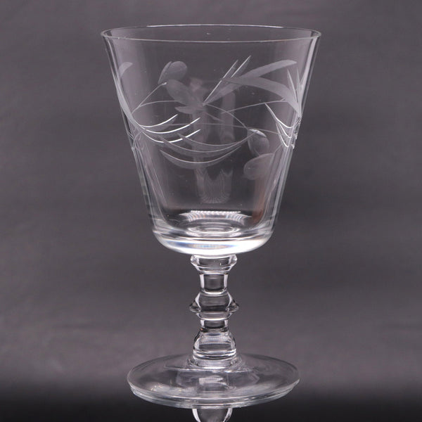 Price PCZ1 Etched Polish Crystal 5 3/4" Water Goblet Glass Conical Bowl Vintage