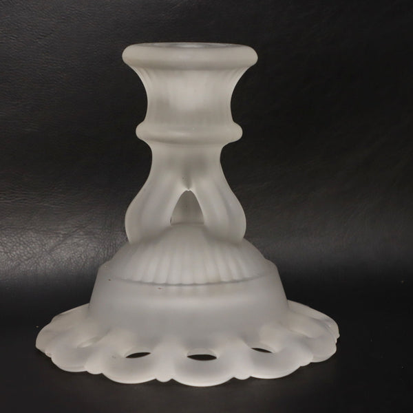 Westmoreland Doric Open Lace Clear Frosted Satin Glass Candle Holder Vintage