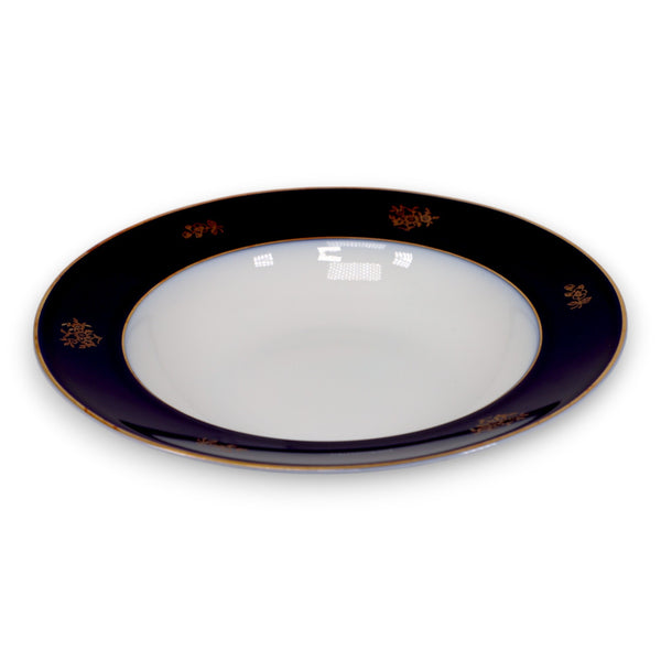 Rosenthal 5381 Rimmed Soup Bowl 8 1/4" Classic Rose Cobalt Blue Gold Floral