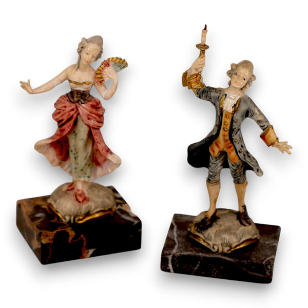 Fontanini Simonelli Victorian Couple Figurines Resin Marble Base Italy Vintage