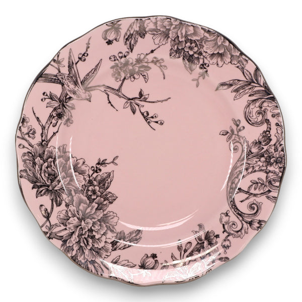 222 Fifth PTS Adelaide Pink and Silver 10 7/8" Dinner Plate Indonesia