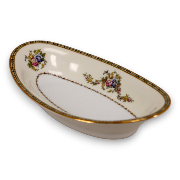 Noritake M Morimura Oval Vegetable Bowl Swags Plain Yellow Band Gold Trim 1933