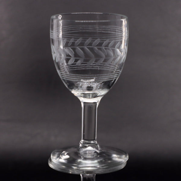 Anchor Hocking AHC55 Wine Glass 4 1/4" Bands Etched Laurel Vintage