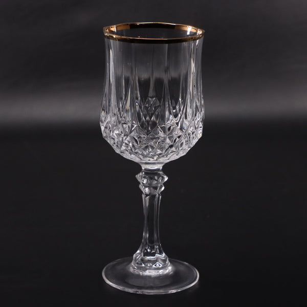Cristal D'Arques Durand Longchamp Gold Rimmed Crystal Wine Glass France
