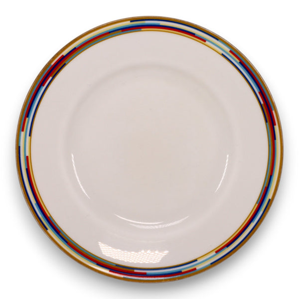 Royal Worcester Metropolitan 8" Salad Plate Geometric Gold Rim Vintage 2001