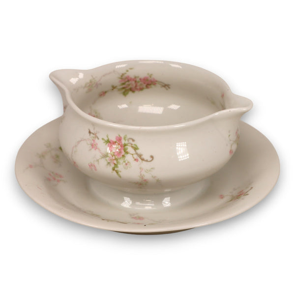 Theodore Haviland H4072 Gravy Boat Sauce Bowl Pink Rose Spray Limoges France