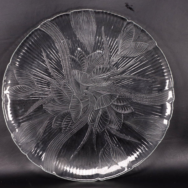Arcoroc France Canterbury Clear Glass Cake Plate 12⅝” Floral Vintage 1984