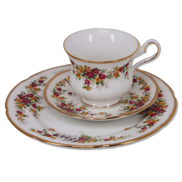 Royal Grafton Fine Bone China Floral Tea Cup Saucer Dessert Plate Vintage 1950s