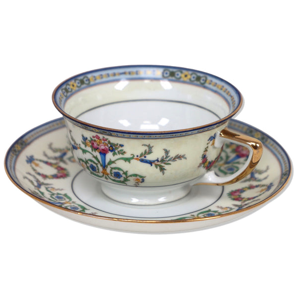 Union Porcelain PUN30 Footed Tea Cup Saucer Set Czechoslovakia Vintage 1920's