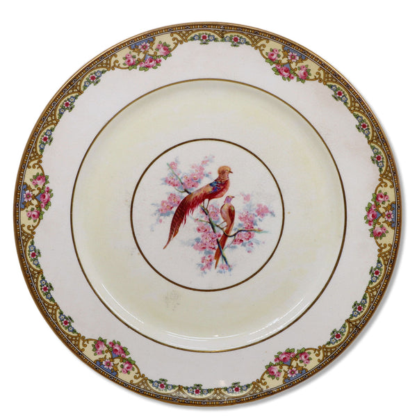 West End Pottery WSD3 Pheasant 10 1/2" Dinner Plate 22kt Gold Antique 1893