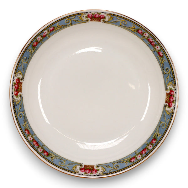 C Tielsch Altwasser 2181 Coupe Cereal Bowl 7 1/4" Roses Blue Gold Germany 1920's