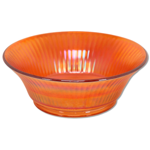 Imperial Smooth Rays Marigold Flared Serving Bowl 9 3/4" Fluted Carnival Glass