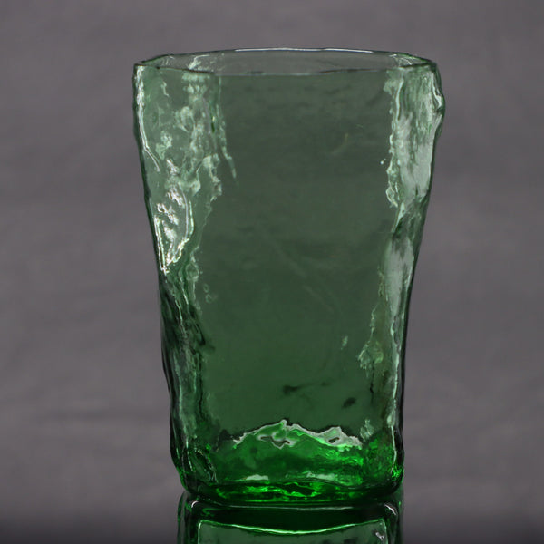 Morgantown Seneca Crinkle Green 10oz 4 1/8" Flat Juice Glass USA 1930's