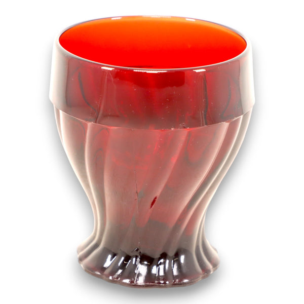 Anchor Hocking Swirl Royal Ruby 10 oz Flat Tumbler USA Vintage