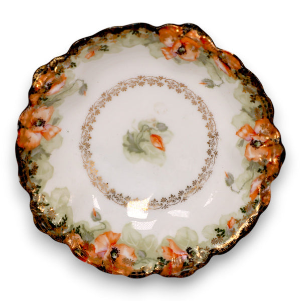 Jaeger JAE67 Malmaison, Orange Flowers, Filigree Band Fruit Berry Bowl 1800's