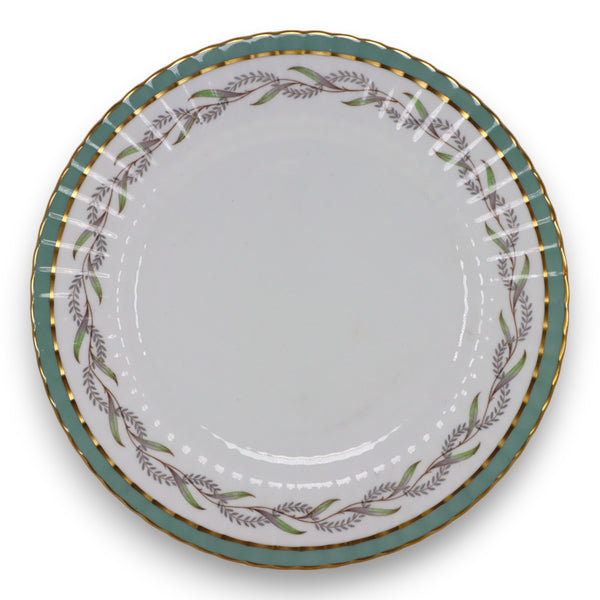 Paragon Athens Dinner Plate 10 1/2" Green Fluted Gold Rim England