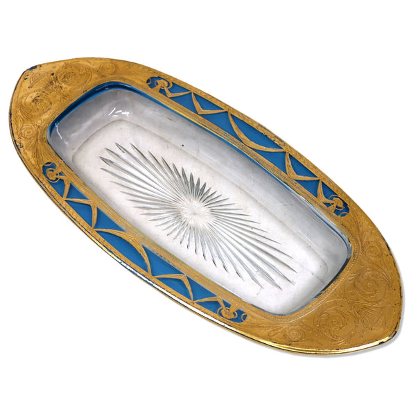 Heisey Glass1184 Yeoman Art Deco Gold Hors D'oeuvres Celery Dish 1913 -1957