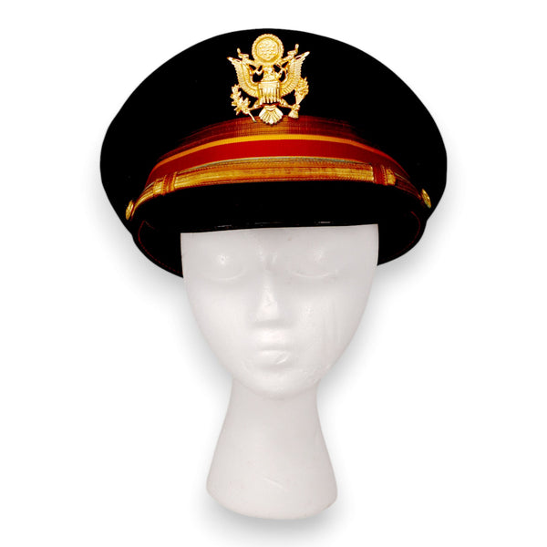 Berkshire De Luxe Vintage US Army Officer Visor Hat Black Wool Cap Gold Lg 58cm