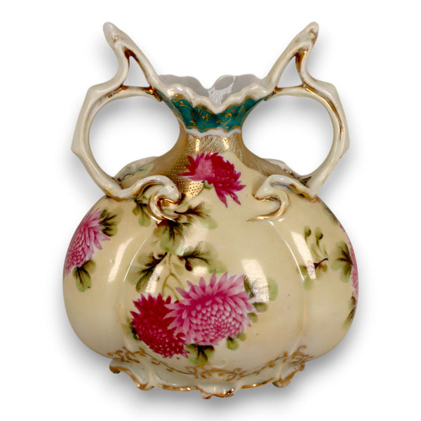 Nippon Royal Kaga Vase Gold Moriage and Chrysanthemums 1890 Antique