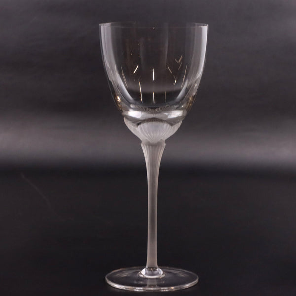 Gorham Crystal Newport 8 1/4" Water Goblet Frosted Glass Shell Stem Bowl 1980's