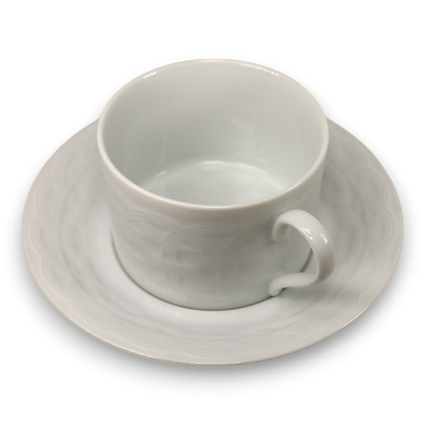 Studio Nova French Basket White Flat Tea Cup Saucer Set M2075 Japan Vintage 1987