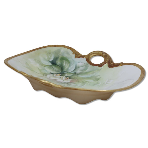 Bernardaud B & Co Limoges Curved Platter Floral Gold Rimmed 12" C. 1900