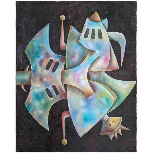 Ricardo Picardo Mechanisms Oil on Canvas Original 37x29 Cuban Painting 1999