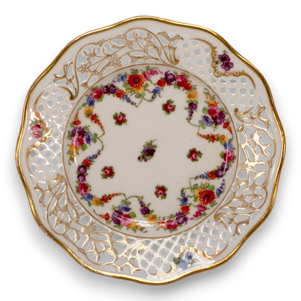 Schumann Reticulated Dessert Salad Plate 7 1/4" Reticulated Floral Swags Germany