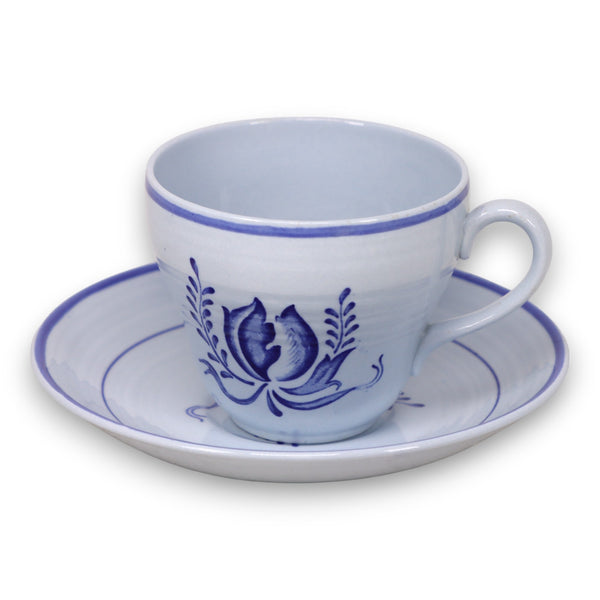 Booths Tulip Blue Mist Tea Cup Saucer Set Made in England