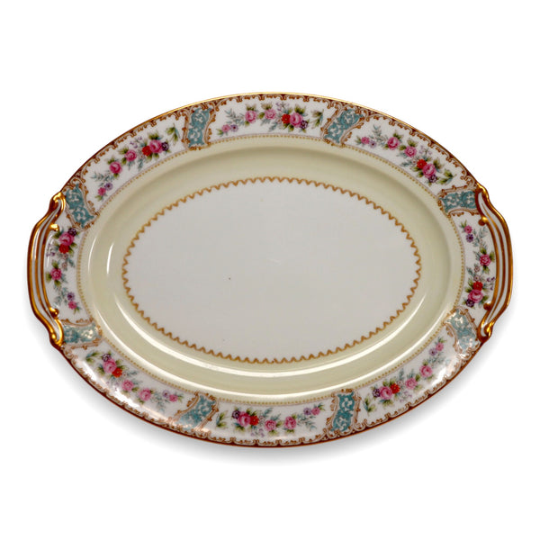 Noritake M Rosemary 5007 Floral Gold Trim 12" Platter Vintage 1950's