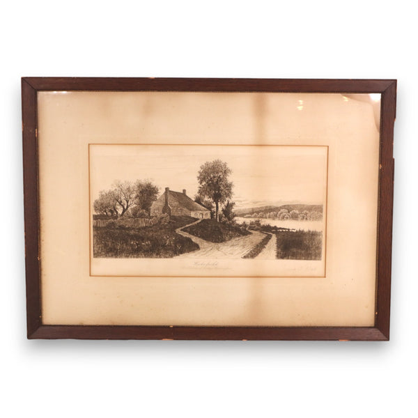 Ernest C Rost Wakefield George Washington Birthplace Framed Etching Signed 1890s
