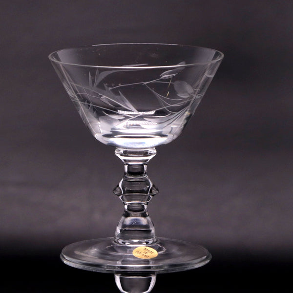 Price PCZ1 Etched Polish Crystal 3 3/4" Liquor Cocktail Glass Poland Vintage