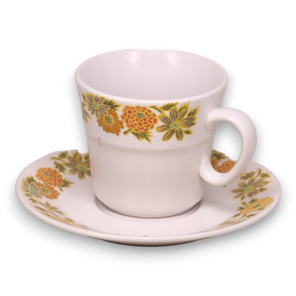 Noritake Sunny Side 9003 Tea Cup Saucer Chrysanthemum Yellow Japan 1960's