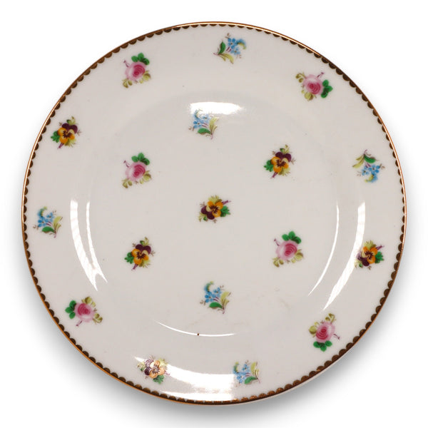 I Godinger Rosebud Dessert Pie 7 1/2" Plate Gold Trim Vintage