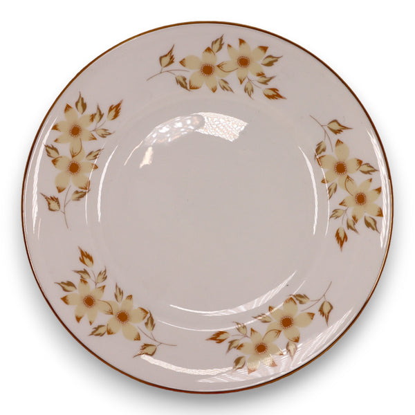 Crown Staffordshire CRS37 Cream and Brown Flowers and Leaves Salad Plate England
