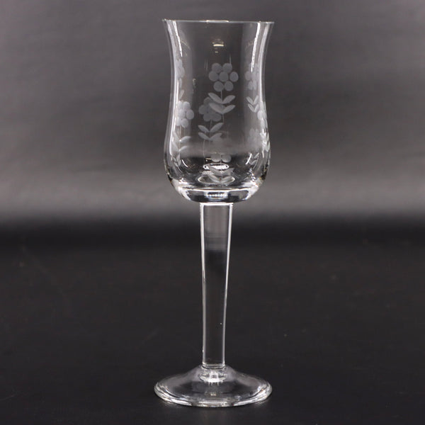 Import Associates Romanian Floral Etched Tulip Crystal Sherry Glass 6" Vintage