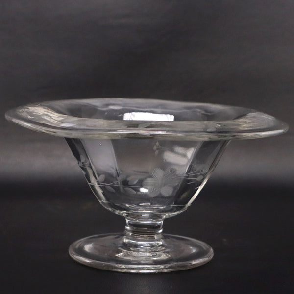 EAPG Daisy Etched Wheat Rolled Rim Candy Footed Console 7" Bowl Vintage