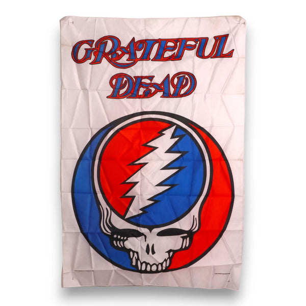 Grateful Dead Productions 1989 Steal Your Face White Satin Banner 9" x 44"