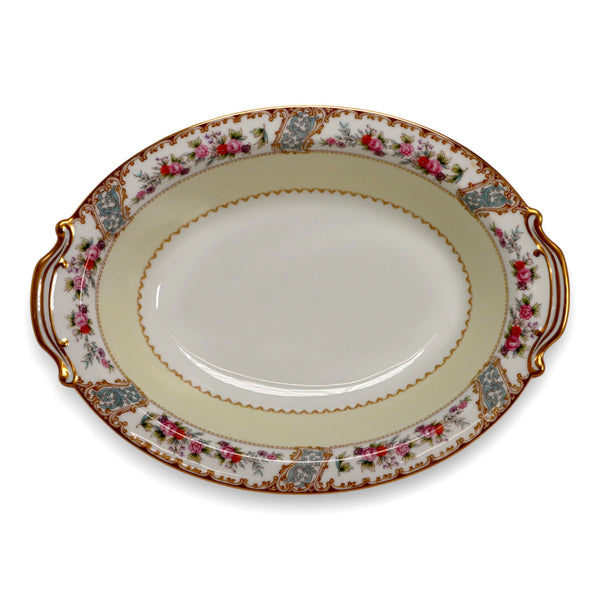 Noritake M Rosemary 5007 Floral Gold Trim Oval Vegetable Bowl Vintage 1950's