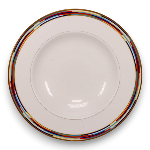 Royal Worcester Metropolitan 9 1/4"" Rimmed Soup Bowl Geometric Gold Rim Vintage